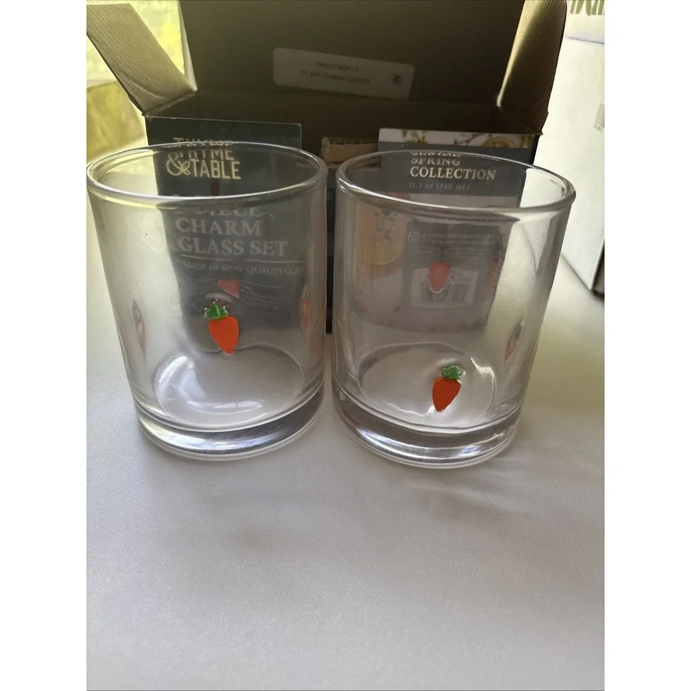 Thyme & Table Two-Piece Charm Glass Set Carrot